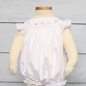 White Smocked Bubble, Smocked Bubble, Smocked Romper, Smocked Baby Dress, Smocked Dresses Baby Girl, Smocked Bubble, Zuli Kids  DD236