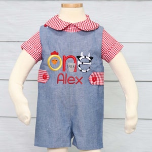 Farm Birthday Party, First Birthday Outfit Boy, 1st Birthday Boy Outfit, Baby Rompers, First Birthday Romper, Zuli Kids 294434