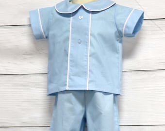 Blue or Khaki Ring Bearer Outfit - Baby Boy Wedding Outfit - Knickers - Baby Boy Formal Wear by Zuli Kids