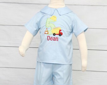 Construction Birthday Outfit, Zuli Kids Blue Cotton Shorts Set