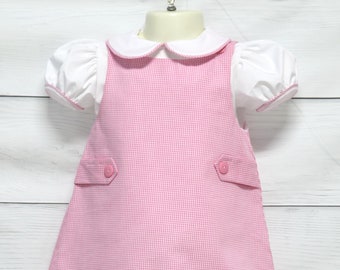 Conjunto de Pascua para bebé de cuadros vichy rosas - Vestido jersey - Vestidos para niña de Zuli Kids