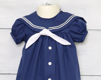 Navy Kids Sailor Dress for Toddlers, Nautical Clothing, Sailor Outfit for Baby , Smocked Clothes for Girls, Infant Girl Clothes 291645
