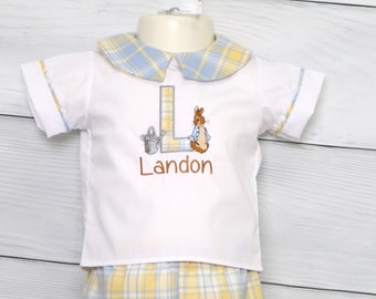 Baby Boy Easter Outfit, Bunny Rabbit 1st Birthday Shirt, Toddler boy Easter Outfit, Easter Outfit Toddler Boy, Boy Easter Outfit,  293373