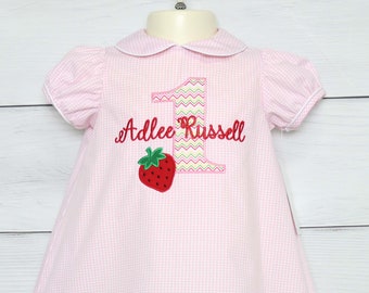 Premier anniversaire d'un petit fruit, 2e anniversaire tenue fille, bébé fille fraise, robe fraise, gâteau fracassé tenue fille, Zuli Kids 294807