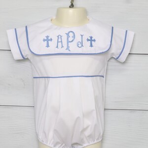 Baby Boy Baptism Outfit, Toddler Boy Christening Outfit, Christening Outfits for Boys, White Baby Romper, Baby Boy Baptism,  295239