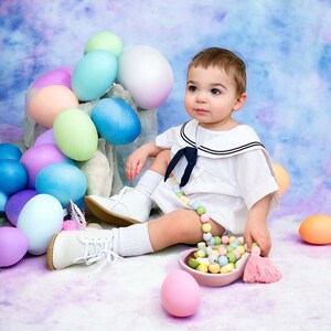 Completo da marinaio per neonato, costume intero per neonato, stile nautico per neonato, completo da marinaio bianco per neonato, completo nautico, completo da marinaio per bambino, Zuli Kids 293500