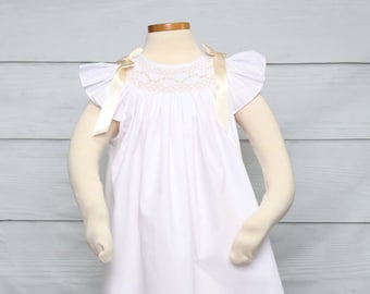 Heirloom Dress, Smocked Dress Baby Girl, Baptism Dress for Baby Girl, Ivory Smocked Dress,  Girls Heirloom Dress,  412711 -DD107-3