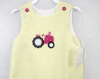 Tractor Dress, Baby Girl Party Dress, Baby Girl Clothes, Pink Tractor, Baby Girl Sundress, Tractor Baby clothes, Tractor Party 291690