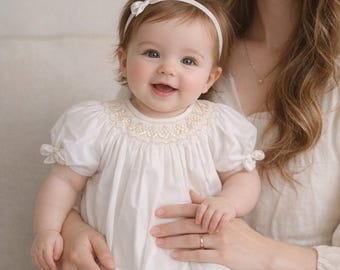 Baby Girl Christening Dress -  Smocked Baptism Dress - Christening Baptism Dress  6 Mo by Zuli Kids CC244