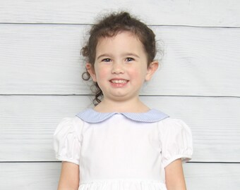 White with Blue Toddler Easter Dress, Easter Dresses for Girls, Spring Dress, Easter Dresses, Flower Girl Dress 291918
