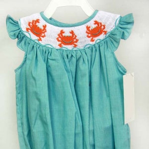 Infant Girl Clothes, Crab Baby Clothes, Crab Romer, Smocked Bubble, Smocked Baby Girl Clothes, Smocked Baby Girl, Zuli Kids 412802 - DD192