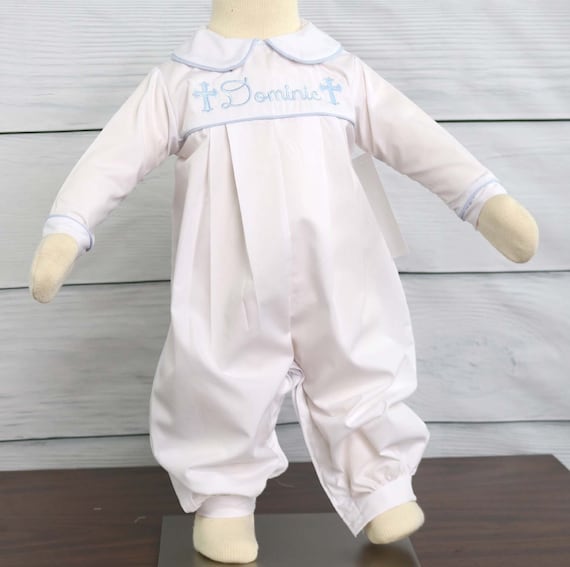baby boy christening romper outfit