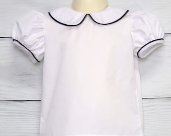 Peter Pan Collar, Peter Pan Collar Shirt, Infant Girl Clothes, Baby Girl White Shirt, Twin Baby Clothes, Baby Girl White Blouse 294366