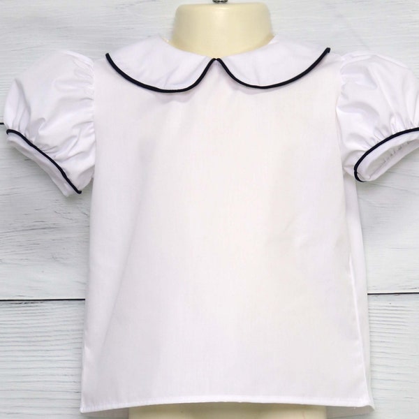 Peter Pan Collar, Peter Pan Collar Shirt, Infant Girl Clothes, Baby Girl White Shirt, Twin Baby Clothes, Baby Girl White Blouse 294366