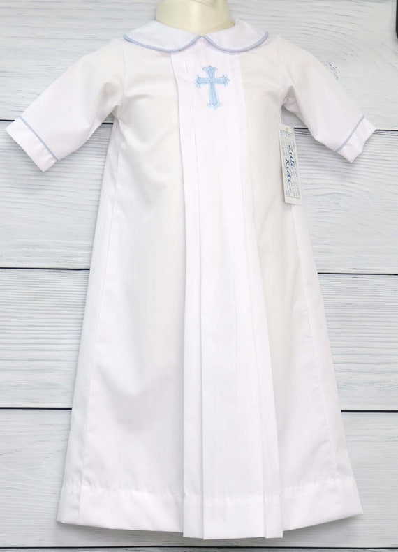 boy christening romper gown