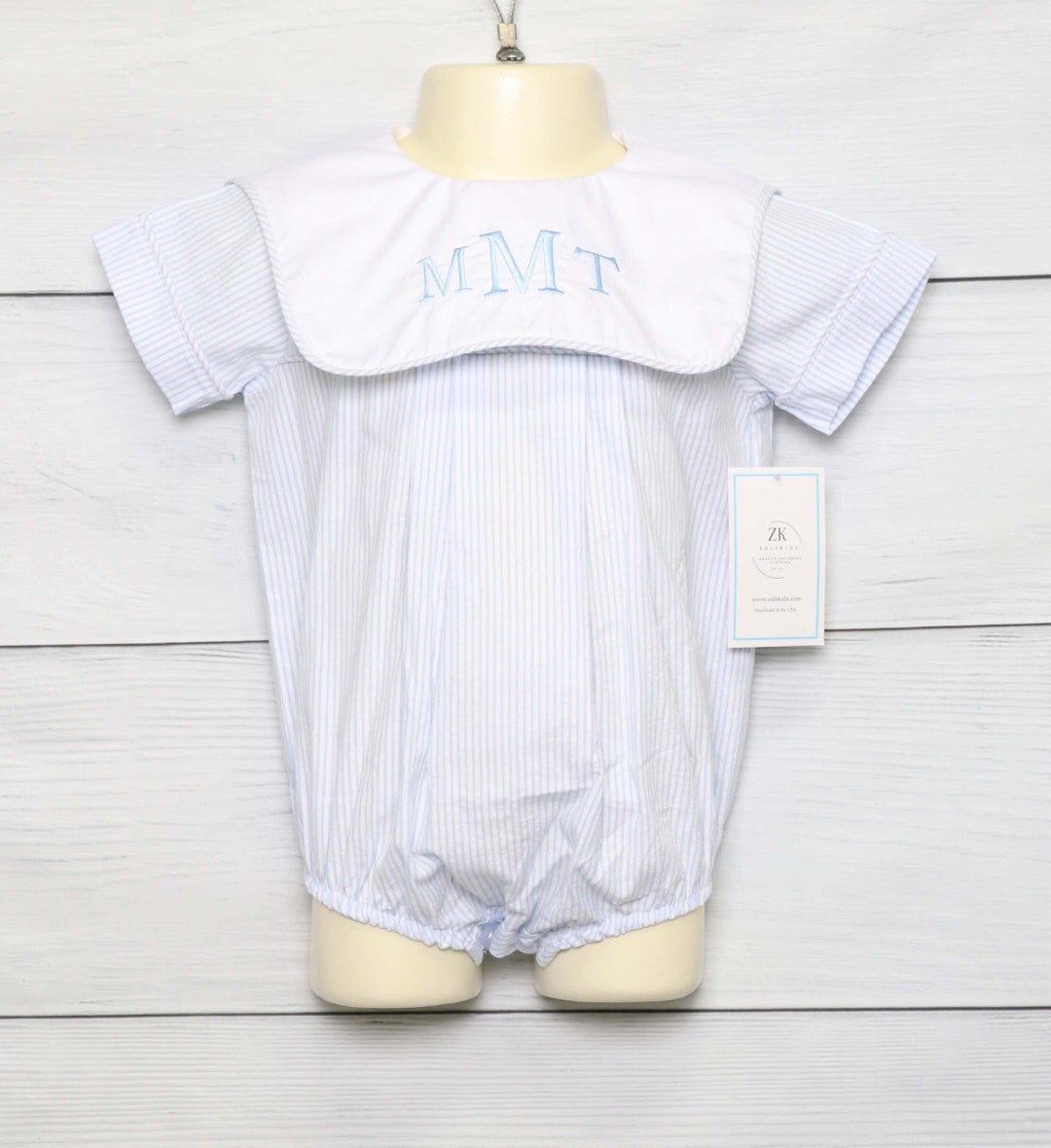 Baby Boy April Skies Bubble Romper with Striped Pocket main image 1