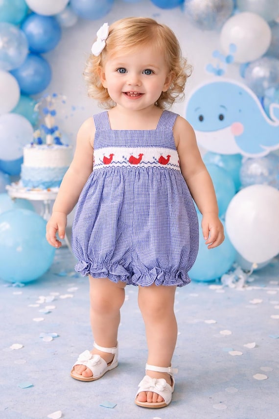 baby girl blue gingham dress Smocked Big Sister Blue Gingham Dress Newborn