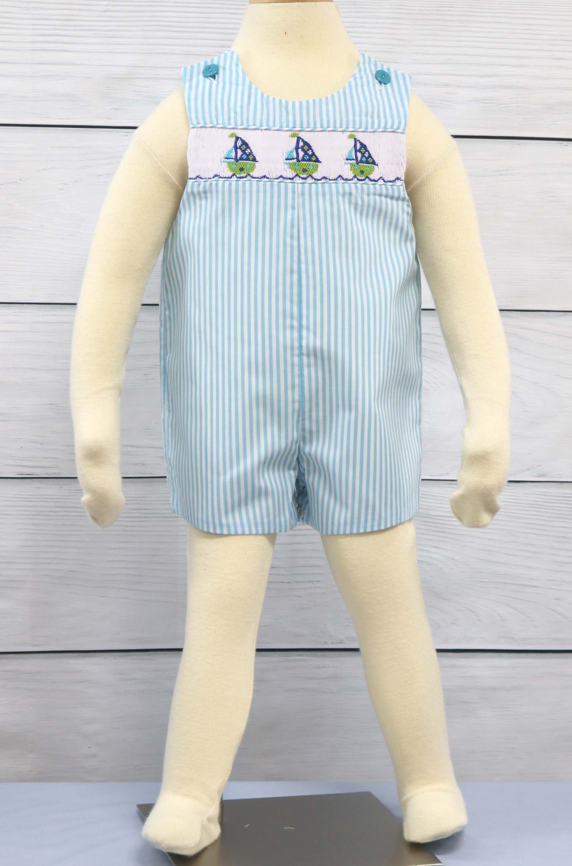 Boys Bunny Smocked Romper main image 1