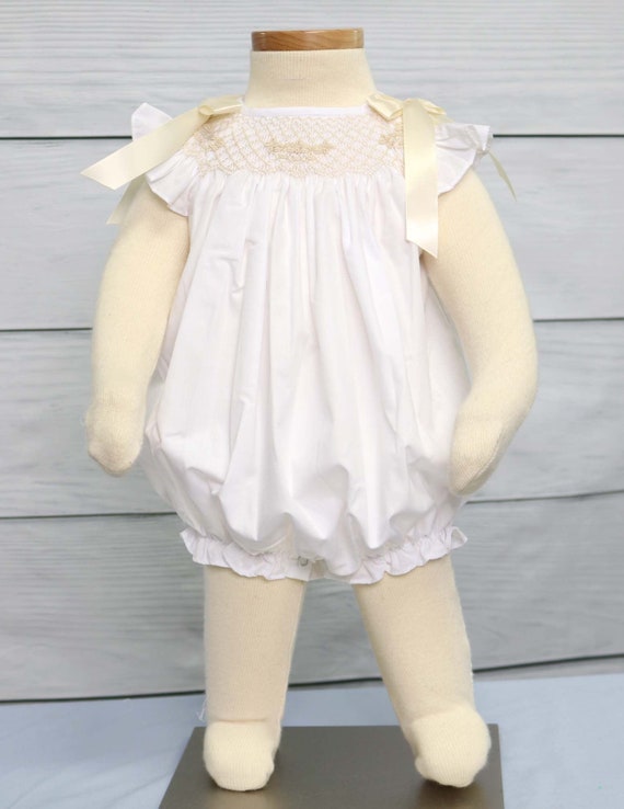 White Smocked Bubble Baby Girl Bubble Smocked Bubble Smoked Bubble Romper Easter Smocked Bubble Smocked Bubble White 412864 DD240 Etsy UK