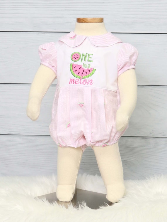 one in a melon first birthday outfit