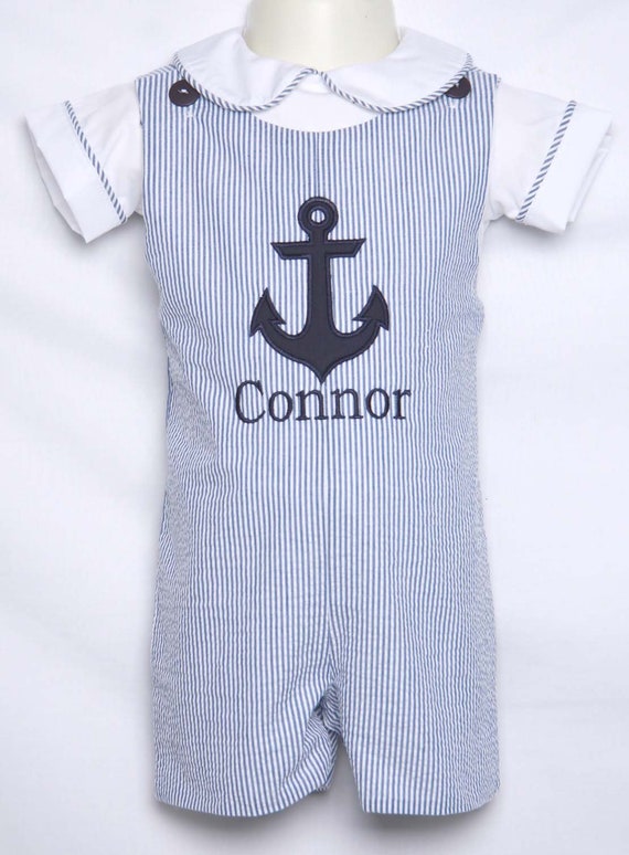 Baby Boy Sailor Outfit, Nautical Birthday Outfit, Nautical First Birthday, Baby Boy Romper, Summer Romper, Infant Overalls, 292972 Il_570xn
