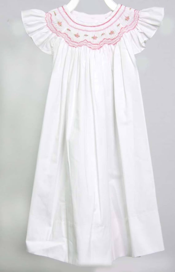 Flower Girl Dress Sz 18 Mo, Toddler Flower Girl Dress, Smocked Dresses Baby Girl, Smocked Summer Dress, Baby Girl White Dress, 412660-CC236 Il_570xn