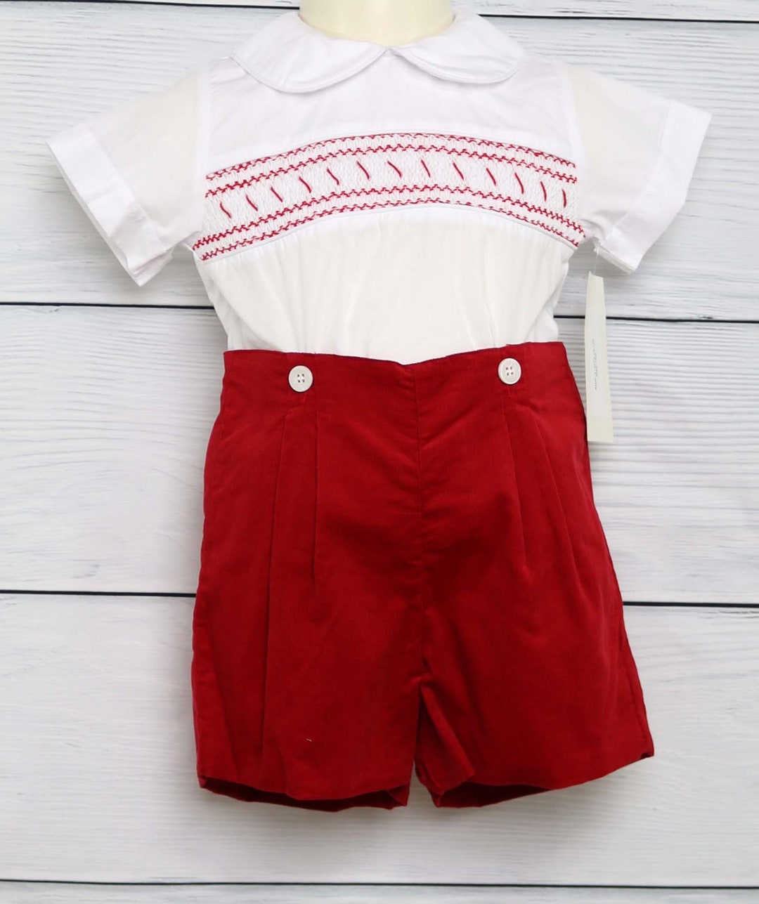 Baby Boy Christmas Outfit Smocked Christmas Boy Boy Etsy