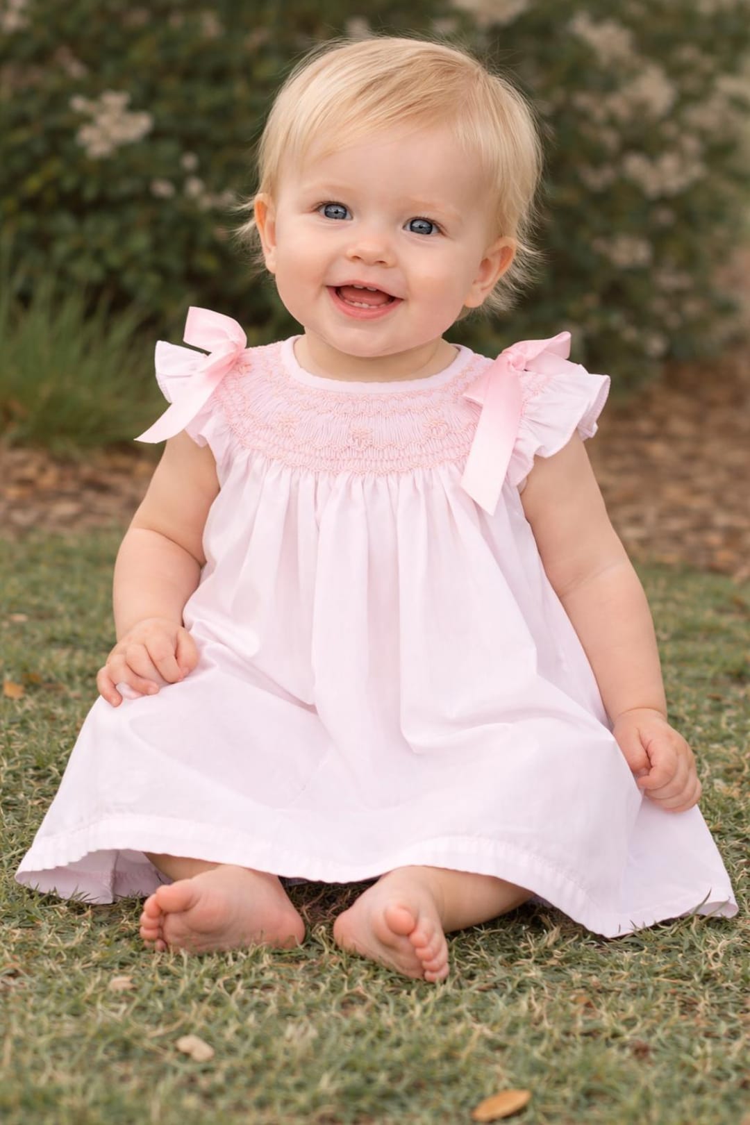 smocked dress baby Affordable + Girls' Dresses from Amazon button opening and tie sash at back Rachel Riley Baby Girls Classic