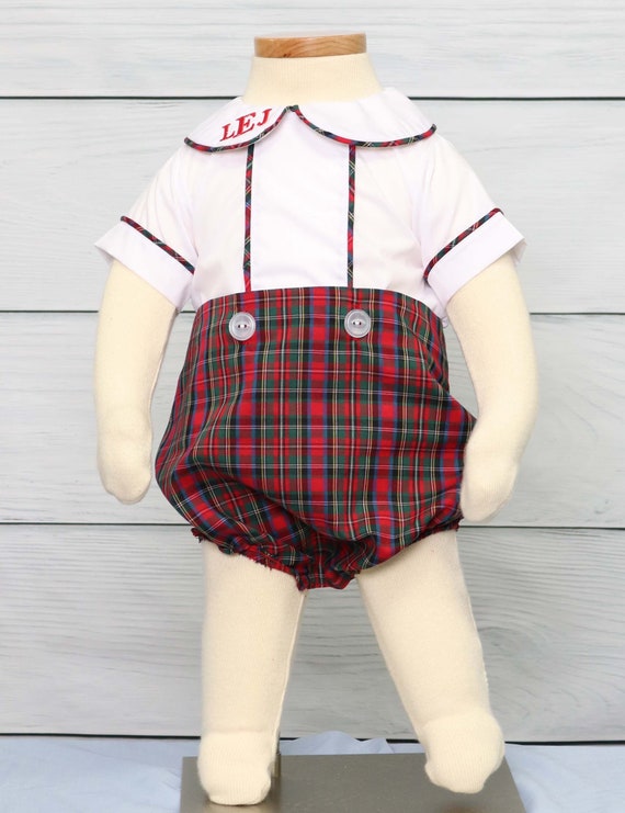 baby boy tartan romper