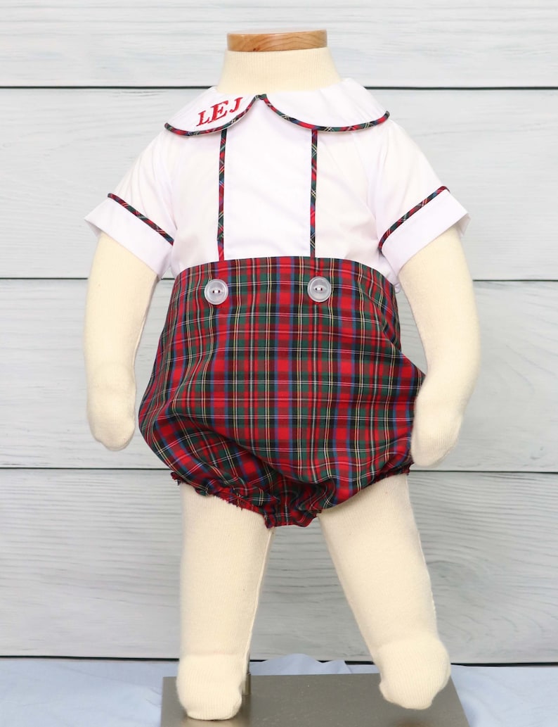 baby boy plaid christmas outfit