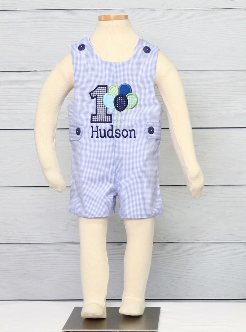 One Year Old Boy Birthday Outfit Balloon Romper Birthday Etsy