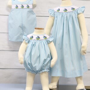 Baby Boy Smocked Embroidered Diamond Creeper-White/Blue main image 1