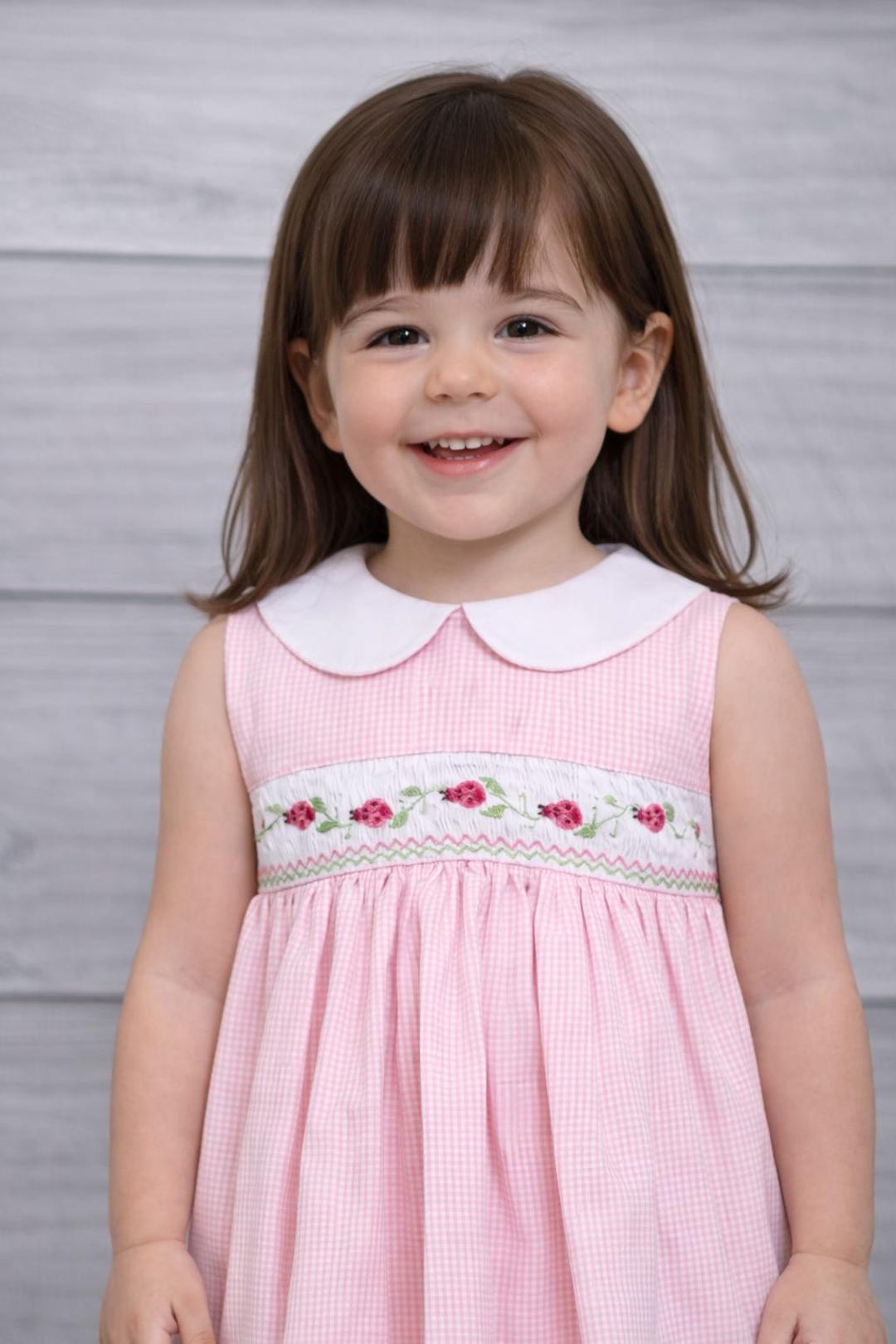 pink ladybug dress Pink Gingham Smocked Dress - Lady Bug Birthday Dress - Girls Ladybug Dress  - Girls Summer Dress by Zuli Kids 412034 A017
