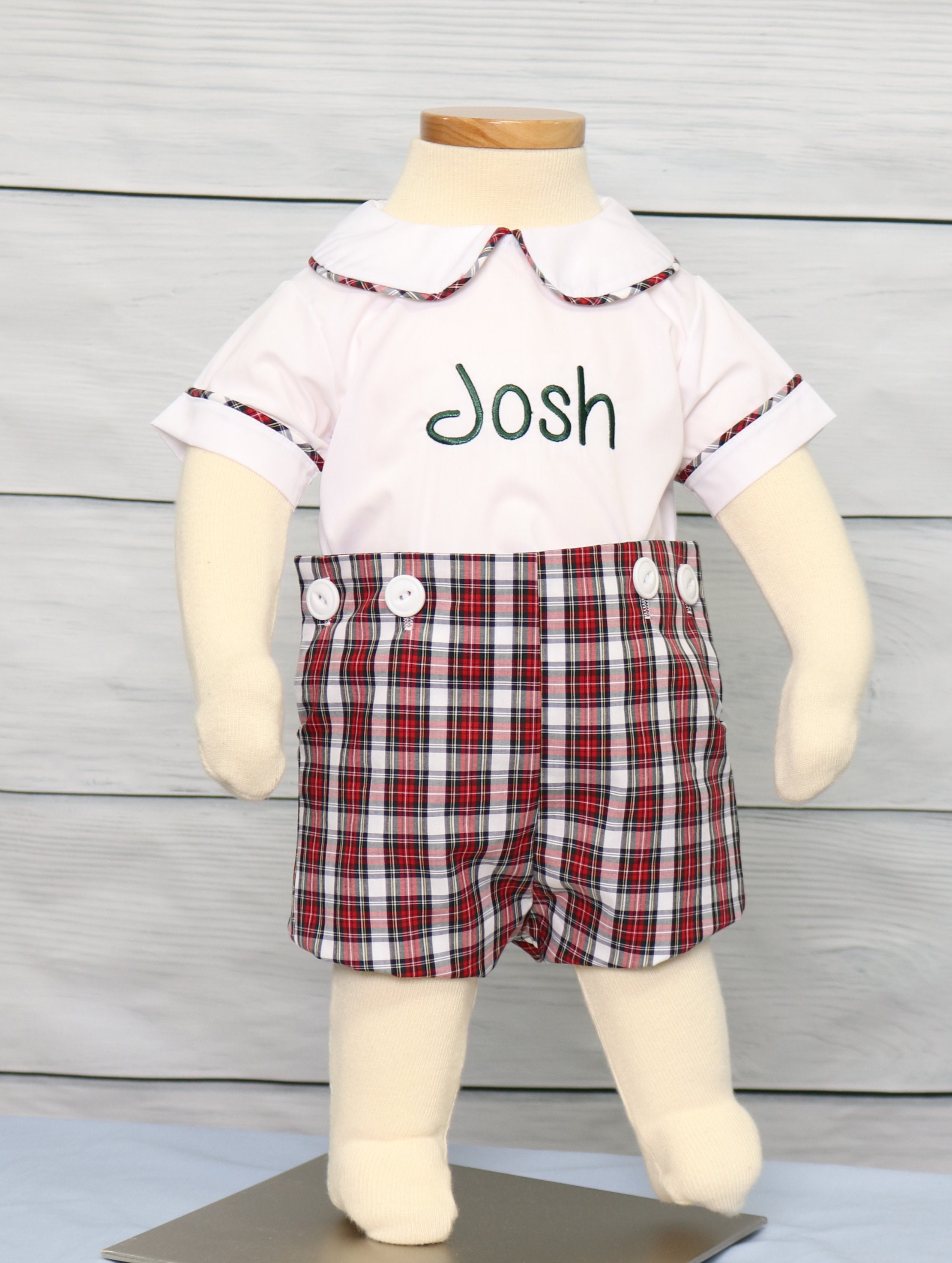 baby boy plaid christmas outfit