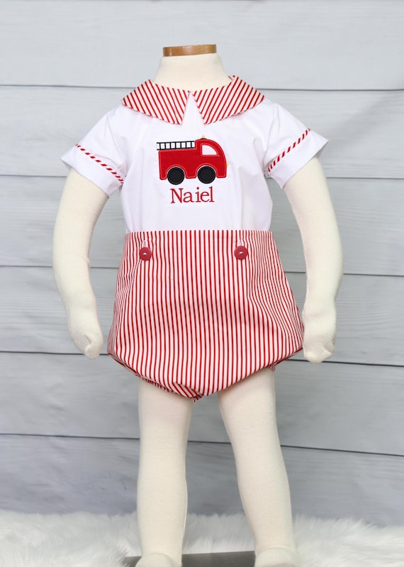 Baby Firefighter Romper, Fire Truck Birthday Outfit, Zuli Kids