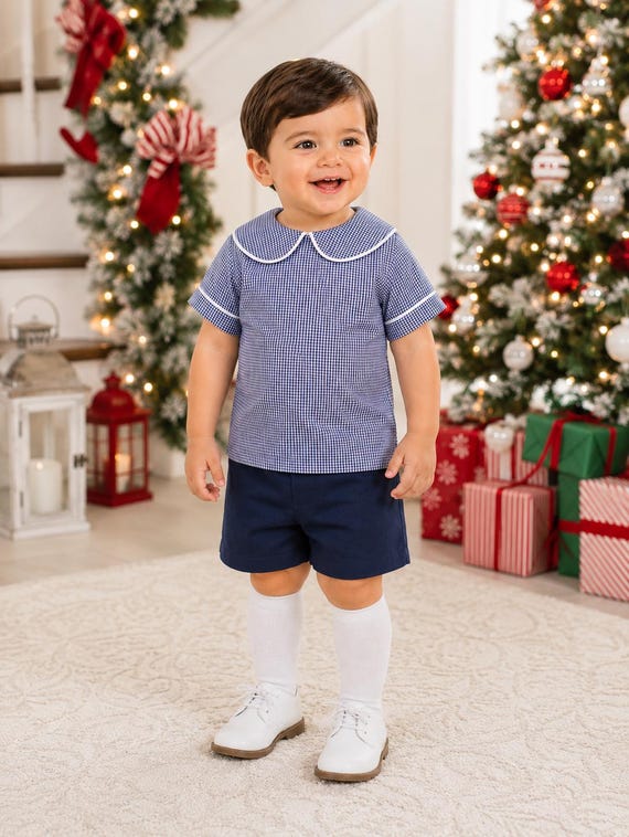Christmas Shirts - Christmas Shirt Boy - Christmas Shirt for Kids - Baby Boy Dress Shirt- Baby Boy Shorts by Zuli Kids 293162