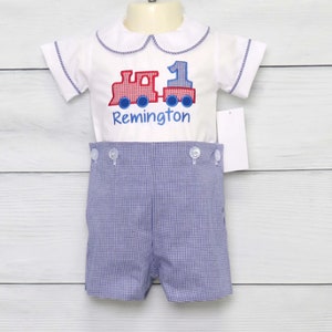 Baby Boy First Birthday Outfit Baby Boy Clothes, Baby Train Birthday, Train Bubble Outfit, 1st Birthday Boy Outfit, Train Romper, 293647 image 2