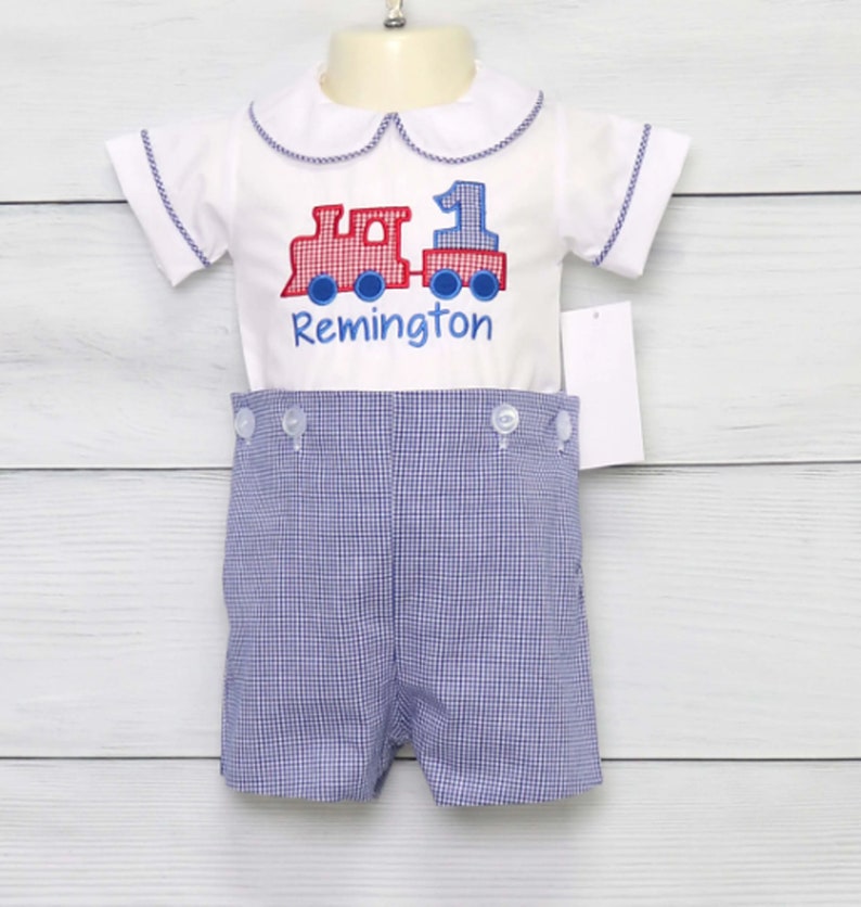 Baby Boy First Birthday Outfit Baby Boy Clothes, Baby Train Birthday, Train Bubble Outfit, 1st Birthday Boy Outfit, Train Romper, 293647 image 2