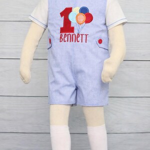 Baby Boy First Birthday Jon Jon Romper | Balloon Outfit image 4