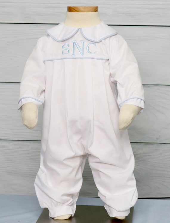 baby boy christening romper outfit