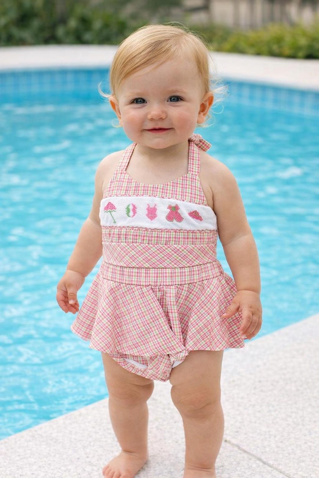 Swim Suit - Swimsuit - Baby Girl Clothes - Smocked Swimsuit