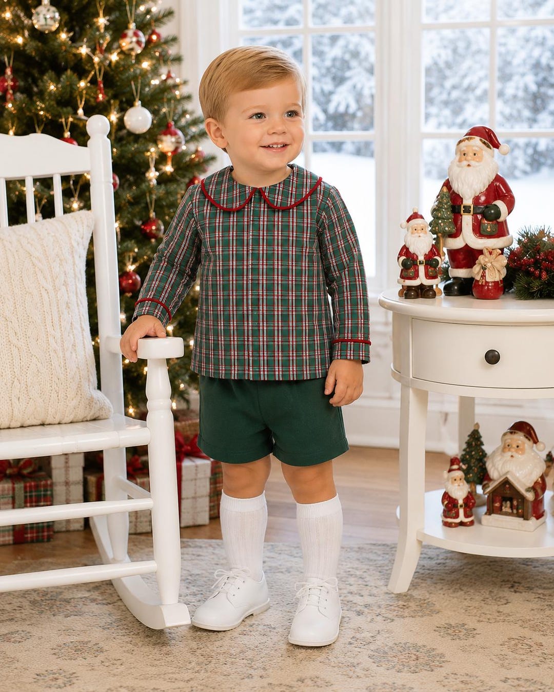 Christmas Shirts - Peter Pan Collar Shirt - -christmas Shirt Boy - Christmas Shirt for Kids - Boys Shorts Set, Toddler Boutique 294990