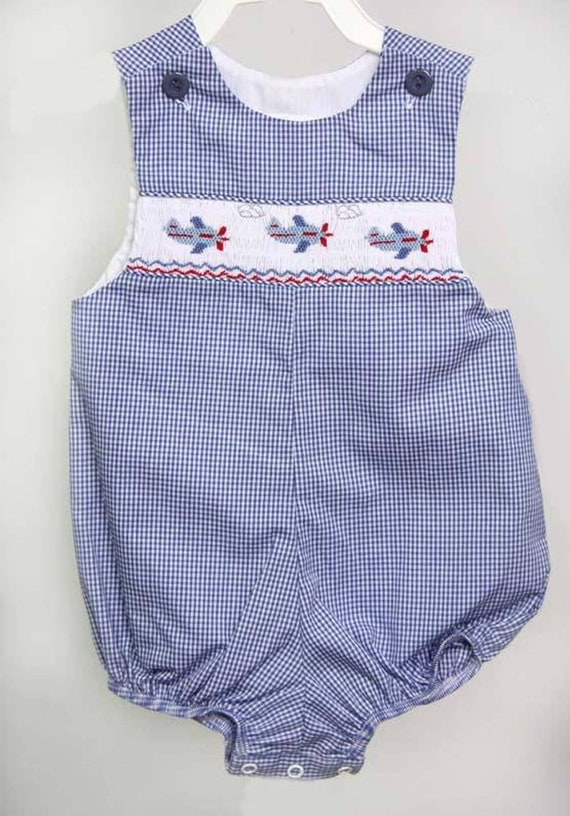 Smocked Airplane Airplane Jon Jon Airplane Romper Boy Smock - Etsy