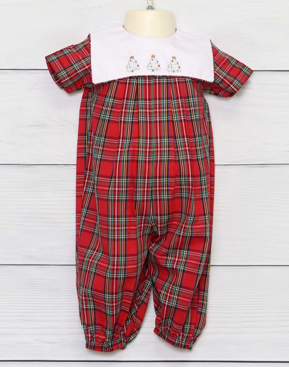 baby boy tartan christmas outfit