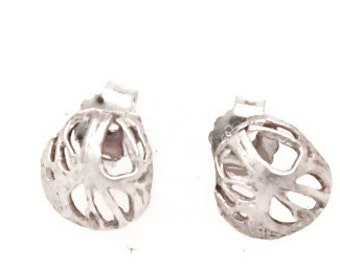 Sterling silver petite  Button earrings from the sabrawear collection,small size.gift for her ready to ship