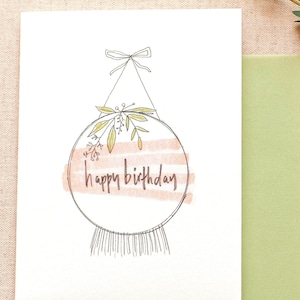 BOÎTE DE 6 cartes botaniques macramé attrape-rêves d'anniversaire Carte d'anniversaire bohème chic Carte couronne