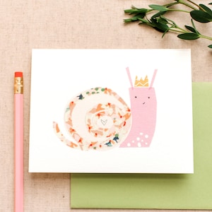 Snail Card Single Nursery Girl Baby Shower notecard