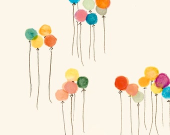 Happy Birthday Balloons | Celebrate Balloon Card | Birthday Card Balloon | balloon congratulations | BOX of 6