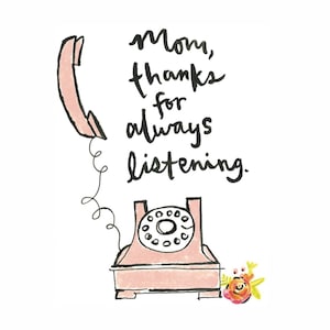 Cartão Mãe, eu te amo Cartão de Dia das Mães em branco por dentro, obrigado mãe, obrigado, MÃE, ouvindo