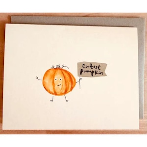 Cutest Pumpkin | Cartão Hey BOO | Cartão de outono | Saudação de outono | Flâmula de cartão infantil em branco Halloween